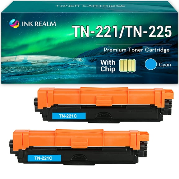 Ink realm 2-Pack Compatible Toner Replacement for Brother TN-225C TN221 TN225 MFC-9130cw HL-3140cw HL-3170cdw HL-3180cdw MFC-9330cdw MFC-9340cdw DCP-9020CDW Printer Cyan