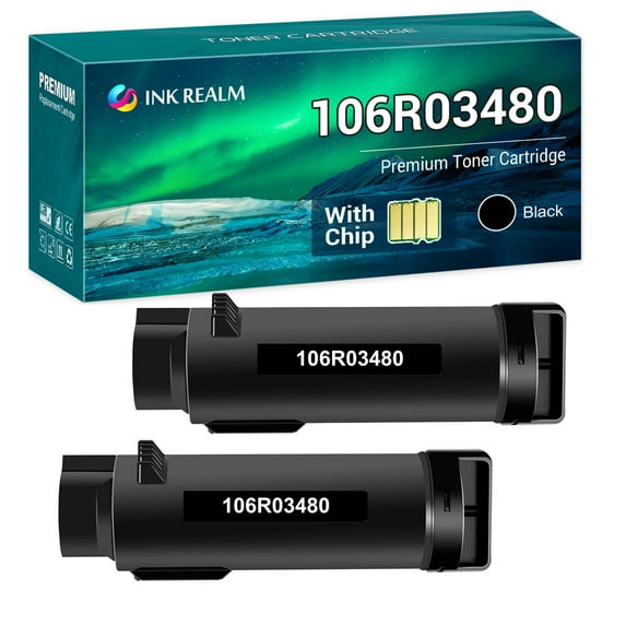 Ink realm 2-Pack Compatible Toner for Xerox 106R03480 Phaser 6510 6510N 6510DN WorkCentre 6515 6515N 6515DN High Yield Printer Ink (Black)