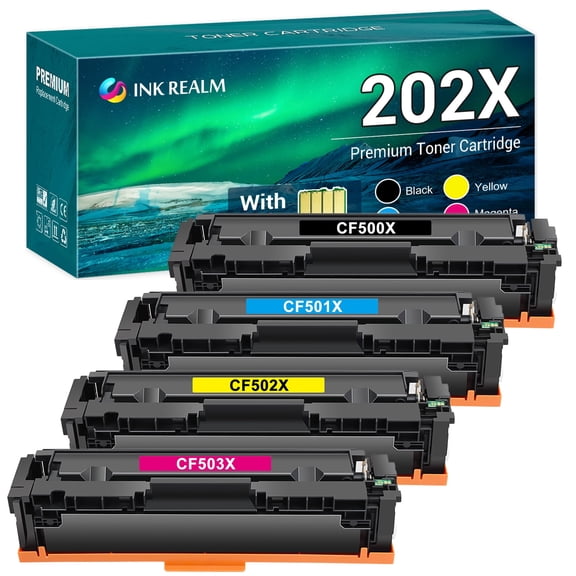 Ink realm 4-Pack Compatible Toner Replacement for CF500X CF501X CF502X CF503X Color LaserJet Pro M254dw M254dn M254nw, MFP-M281fdw MFP-M281fdn MFP-M281cdw MFP-M280nw Black, Cyan, Magenta, Yellow