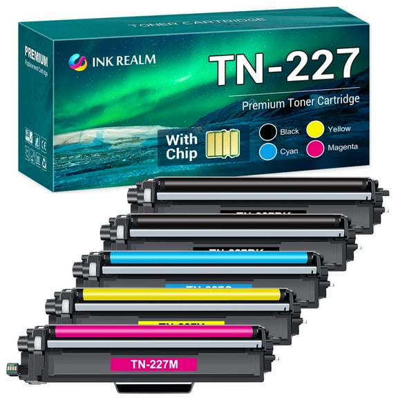 Ink realm 5-Pack Compatible Toner Replacement for Brother TN227BK TN227C TN227M TN227Y HL-L3270CDW L3210CW L3230CDW L3290CDW, MFC-L3710CW L3750CDW L3770CDW 2x Black, Cyan, Magenta, Yellow
