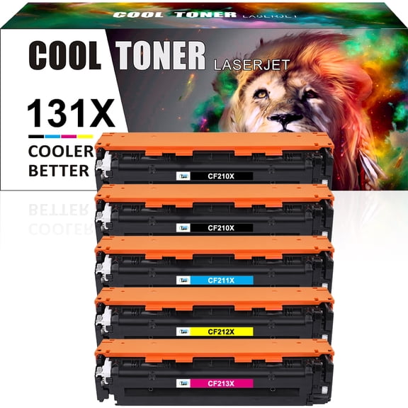 Cool Toner 5-Pack Compatible Toner Replacement for HP CF210X LaserJet Pro 200 Color M251n M251nw, MFP M276n M276nw Printer Ink 2x Black, Cyan, Magenta, Yellow