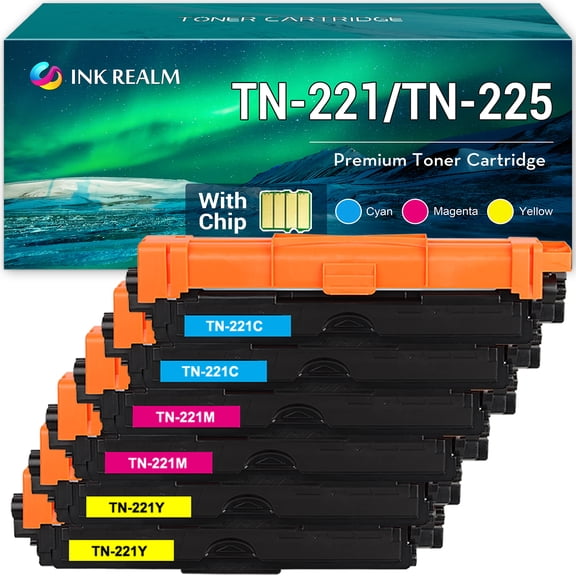 Cool Toner 6-Pack Compatible Toner for Brother TN221BK TN-225C TN-225M TN-225Y TN221 TN225 MFC-9130cw HL-3140cw HL-3170cdw HL-3180cdw MFC-9330cdw MFC-9340cdw 2x Cyan, 2x Magenta, 2x Yellow