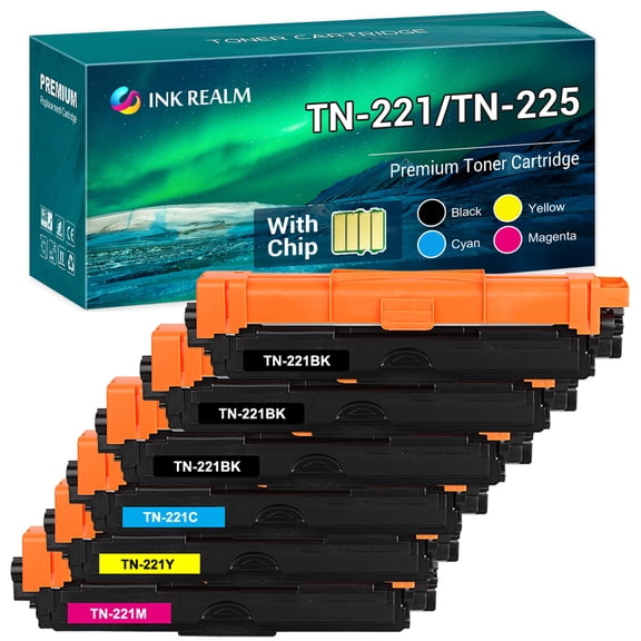 Ink realm 6-Pack Compatible Toner Cartridge for Brother TN-221 TN221 TN221BK TN-225C TN-225M TN-225Y TN221 TN225 MFC-9130cw HL-3140cw HL-3170cdw HL-3180cdw MFC-9330cdw MFC-9340cdw(3K+C+M+Y)