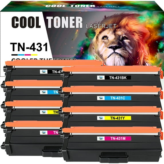 Cool Toner 8-Pack Compatible Toner Cartridge for Brother TN431 TN-431 TN-431BK TN-431C TN-431M TN-431Y DCP-L8410CDW MFC-L9570CDWT L8690CDW Printer Ink Black, Cyan, Magenta, Yellow