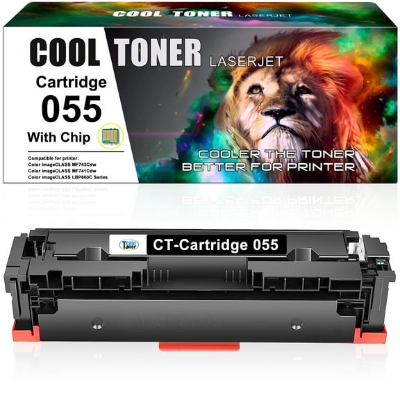 Cool Toner Compatible Toner Cartridge Replacement with Chip for Canon 055 imageCLASS MF743Cdw MF741Cdw MF742cd MF745Cdw MF746Cdw LBP664Cdw Printer Ink Black, 1-Pack