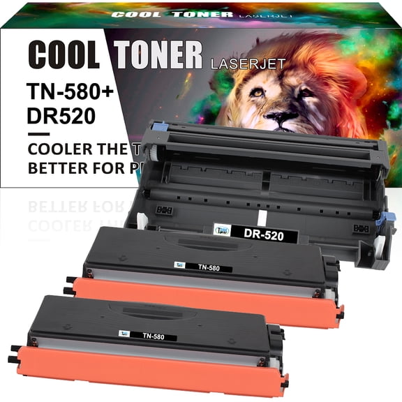 Cool Toner Compatible Toner Drum Unit Set Replacement for Brother TN-580 DR-520 Printer Replacement Kit Toner Ink (2 x TN-580 Toner + 1 x DR-520 Drum Unit)