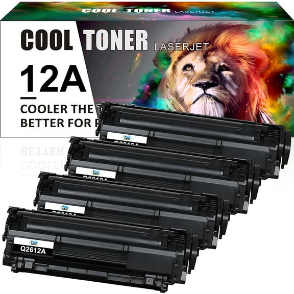 Ink realm Compatible for HP 12A Toner Cartridges 12A Q2612A HP Laserjet 1020 1012 1022 1010 1018 1022n 3050 3015 3055 3030 3052 M1005MFP M1319F Printer Ink Black, 4-Pack