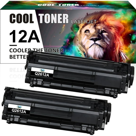 Ink realm Compatible for HP 12A Toner Cartridges 12A Q2612A HP Laserjet 1020 1012 1022 1010 1018 1022n 3050 3015 3055 3030 3052 M1005MFP M1319F Printer Ink Black, 2-Pack