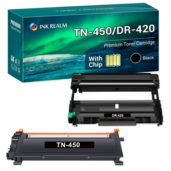 Ink realm Compatible Toner Cartridge + Drum Unit Replacement for TN-450 DR-420 (1 x TN-450 Toner + 1 x DR-420 Drum Unit)