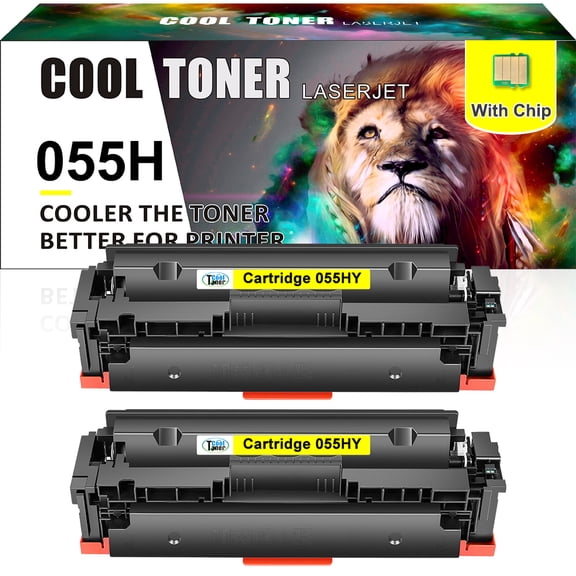 Cool Toner Compatible Toner Cartridge Replacement for Canon 055H Yellow with Chip for Use with Canon imageCLASS MF744Cdw MF745CDW MF741CDW MF743Cdw LBP664CX MF746Cdw Printer Ink (2-Pack)