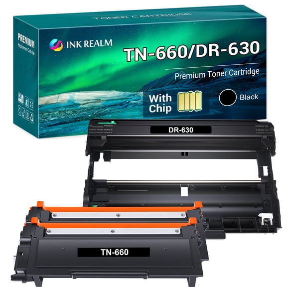 Ink realm Compatible Toner Cartridge Replacement for Brother TN-660 DR-630 ( 2 x TN-660 Toner + 1 x DR-630 Drum Unit )