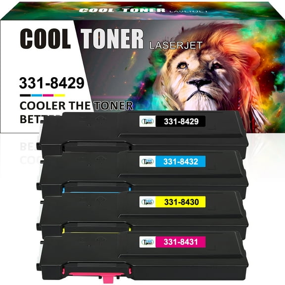 Cool Toner Compatible Toner Cartridge for Dell 331-8429 331-8432 331-8431 331-8430 C3760 C3760dn C3765 Printer Ink (Black,Cyan,Magenta,Yellow,4 Pack)