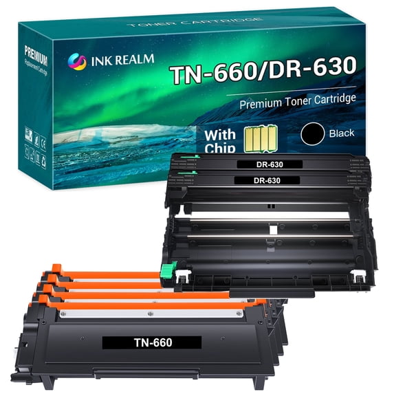 Ink realm Compatible Toner Drum Unit Kit Printer Ink Set for Brother TN-660 DR-630 (4 x TN-660 Toner + 2 x DR-630 Drum Unit) Printer Ink