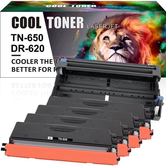 Cool Toner Compatible Toner + Drum Unit Replacement for Brother TN-650 DR-620（4 x TN-650 Toner + 1 x DR-620 Drum Unit）