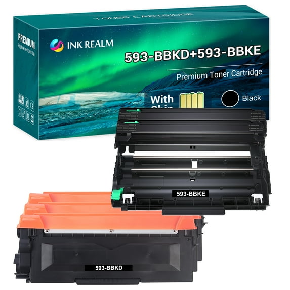 Ink realm Compatible Toner + Drum Unit Replacement for Dell 593-BBKD 593-BBKE (3 x 593-BBKD Toner + 2 x 593-BBKE Drum Unit)
