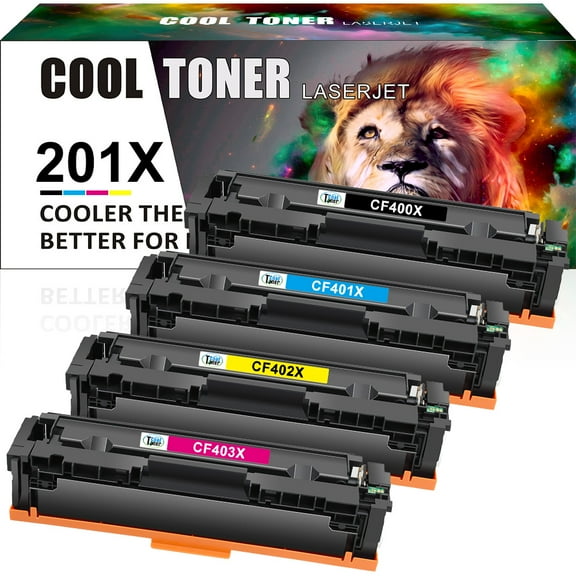Cool Toner Compatible Toner Replacement for CF400X CF401X CF403X CF402X Color LaserJet Pro M252dw M252n MFP M277dw M277n M277c6 M274n Printer Ink (Black,Cyan,Magenta,Yellow,4-Pack)