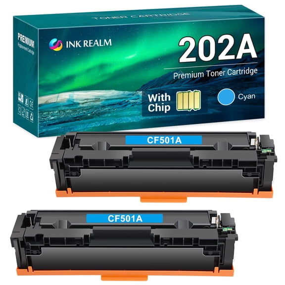Ink realm Compatible Toner Replacement for 202A CF501A for Color Pro MFP M281fdw M281cdw M254dw M281fdn M254dn M254nw M281 M254 Toner Printer Ink(Cyan, 2-Pack)