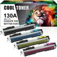 thumbnail image 1 of Cool Toner Compatible Toner Replacement for HP CF350A/CE310A 130A Pro MFP M177fw M176 M176fn Color Laserjet Pro M177 printer ink（Black,Cyan,Magenta,Yellow, 4-Pack), 1 of 8