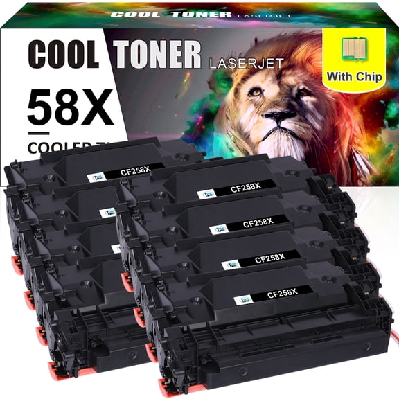 Cool Toner Compatible Toner Replacement WITH-CHIP for HP 58X CF258X for HP Laserjet Pro M404n M404dn M404dw MFP M428fdw M428dw M428fdn M404 M428 Printer Ink Black, 8-Pack