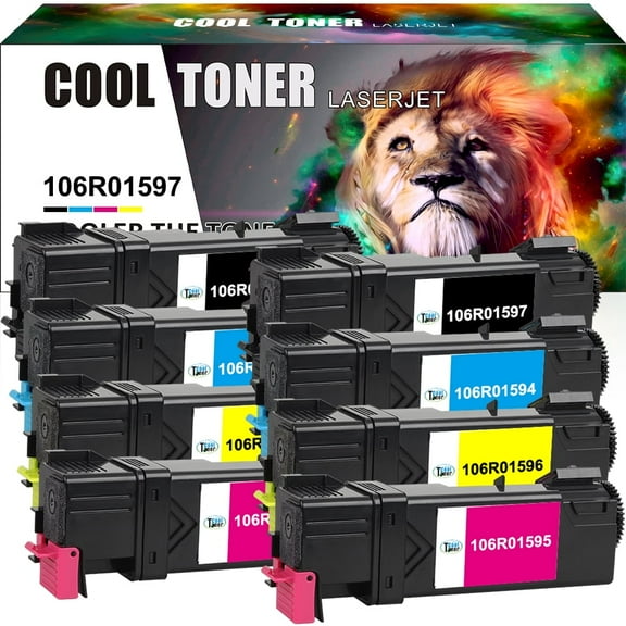 Cool Toner Compatible Toner Replacement for Xerox 106R01597 Phaser 6505dn 6505n 6500dn 6500n Printer Ink（2 * Black,2 * Cyan,2 * Magenta,2 * Yellow, 8-Pack)