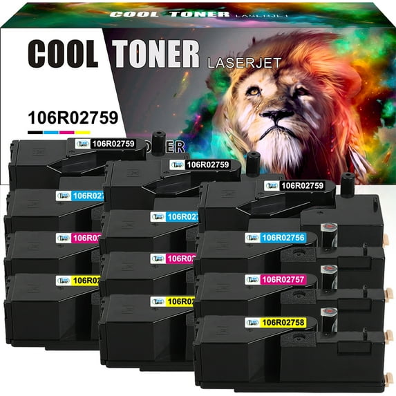 Ink realm Compatible Toner Replacement for Xerox 106R02759 106R02756 106R02757 106R02758 Phaser 6020 6022,WorkCentre 6025 6027 (Black*3,Cyan*3,Magenta*3,Yellow*3,12-Pack)