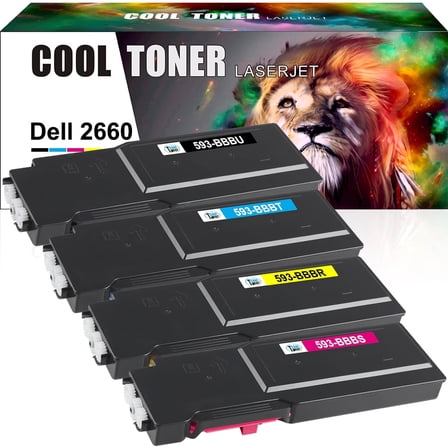 Cool Toner Compatible Toner Replacement for Dell 593-BBBU for Dell C2660 C2660dn C2665dnf（Black,Cyan,Magenta,Yellow, 4-Pack)