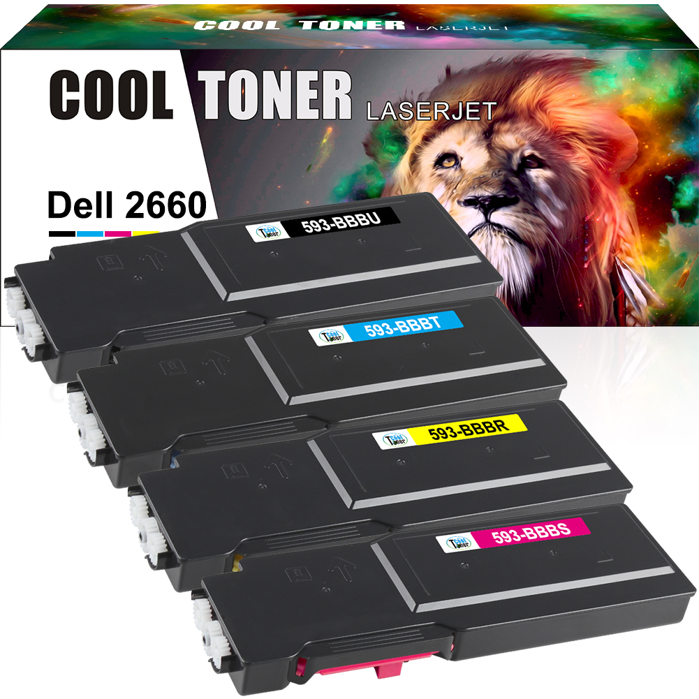 Cool Toner High Yield Toner Cartridge 4-Pack For Dell C2660dn / C2665dn Printers - Black, Cyan, Magenta, Yellow