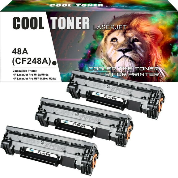 Cool Toner Compatible Toner Replacement for HP 48A CF248A to Use with HP LaserJet Pro M15a M15w M16a M16w HP LaserJet MFP M28w M29w (Black,3 Pack)