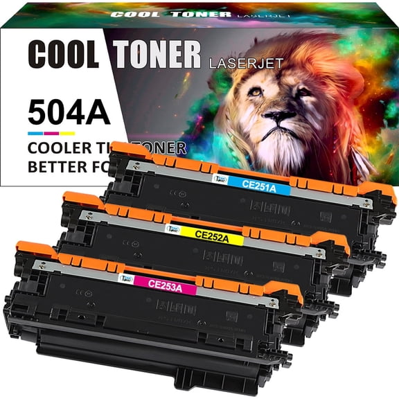 Cool Toner Compatible Toner Replacement for HP 504A CE250A Color Laser Printers CM3530 CP3525 CP3530 (Cyan,Magenta,Yellow, 3-Pack)