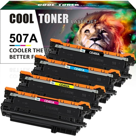 Cool Toner Compatible Toner Replacement for HP 507A CE400A CE401A CE402A CE403A High Yield (Black, Cyan, Magenta, Yellow, 4-Pack)