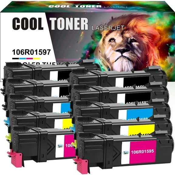 Cool Toner Compatible Toner for Xerox 106R01597 106R01594 106R01595 106R01596 Phaser 6500 WorkCentre 6505 Printer Ink (4 Black,2 Cyan,2 Magenta,2 Yellow,10 Pack)