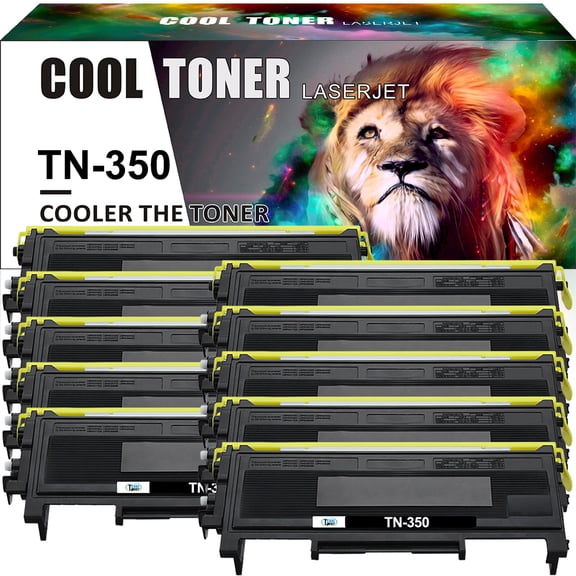 Cool Toner Compatible Toner for Brother TN350 TN-350 IntelliFax-2820 2920 MFC-7220 MFC-7420 MFC-7820N Printer (Black, 10 Pack)