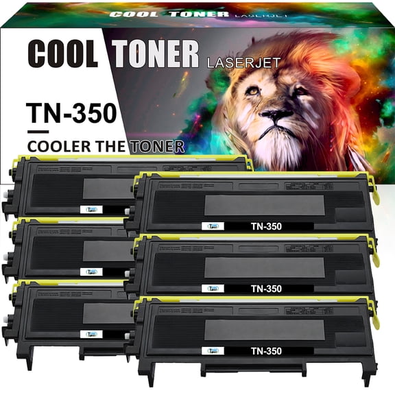 Cool Toner Compatible Toner for Brother TN350 TN-350 IntelliFax-2820 2920 MFC-7220 MFC-7420 MFC-7820N Printer (Black, 6 Pack)