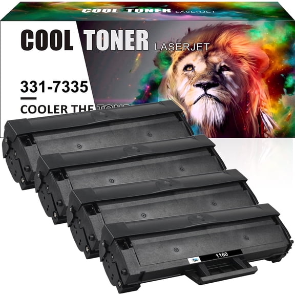 Cool Toner Compatible Toner for Dell 331-7335 Work with B1160 B1165nfw B1160w B1163w HF44N HF442 Laser Printer Replacement Toner Ink Black, 4-Pack