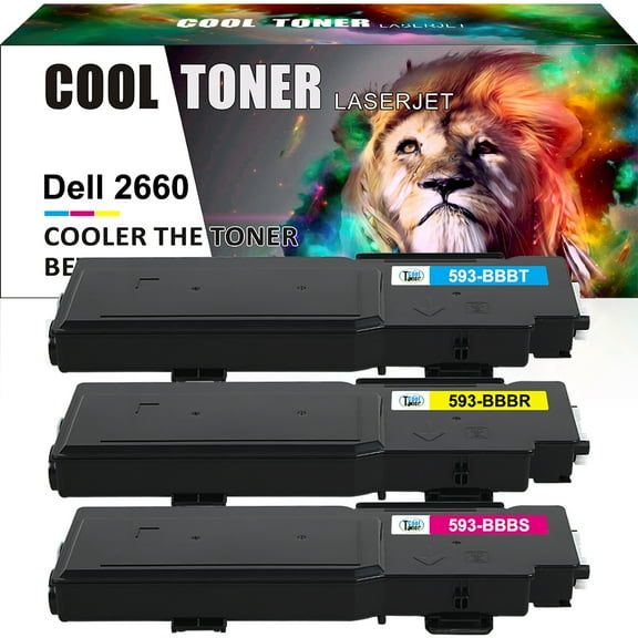 Cool Toner Compatible Toner for Dell 593-BBBT 593-BBBS 593-BBBR C2660 C2660dn C2665dnf (Cyan,Magenta,Yellow,3 Pack)