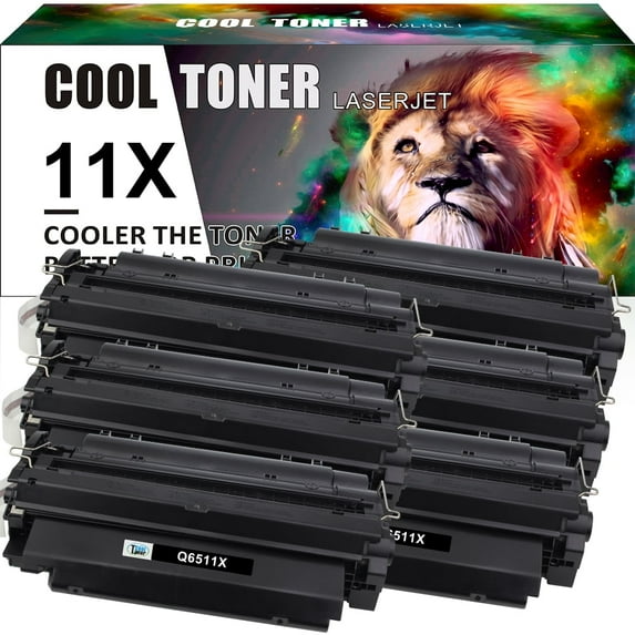 Cool Toner Compatible Toner for HP 11X Q6511X 11A Q6511A for Laserjet 2430 2420 2410 2400 2420d 2420dn 2430tn High Yield Printer (Black, 6 Pack)