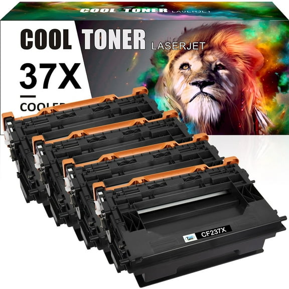 Cool Toner Compatible Toner for HP 37X CF237X for Laserjet Enterprise MFP M631 M632 M633 M607 M608 M609 (Black, 4 Pack)
