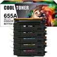 thumbnail image 1 of Cool Toner Compatible Toner for HP CF450A CF451A CF452A CF453A Enterprise M652n M652 M653dn M653x M653 (2 Black,Cyan,Magenta,Yellow,5 Pack), 1 of 8