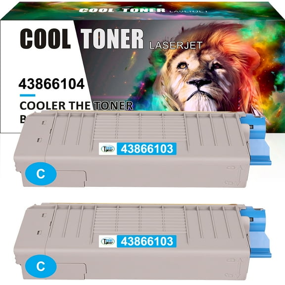 Cool Toner Compatible Toner for OKI 43866103 C711 C710 C710N C711DN C711N Printer Ink (2 Cyan,2 Pack)