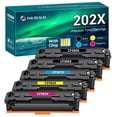 thumbnail image 1 of Ink realm High Yield 202X Toner 5-Pack Compatible for HP 202X 202A CF500X CF500A Color LaserJet Pro M254dw M254nw, MFP-M281fdw MFP-M281cdw M281fdn M280nw Printer Black, Cyan, Magenta, Yellow, 1 of 10