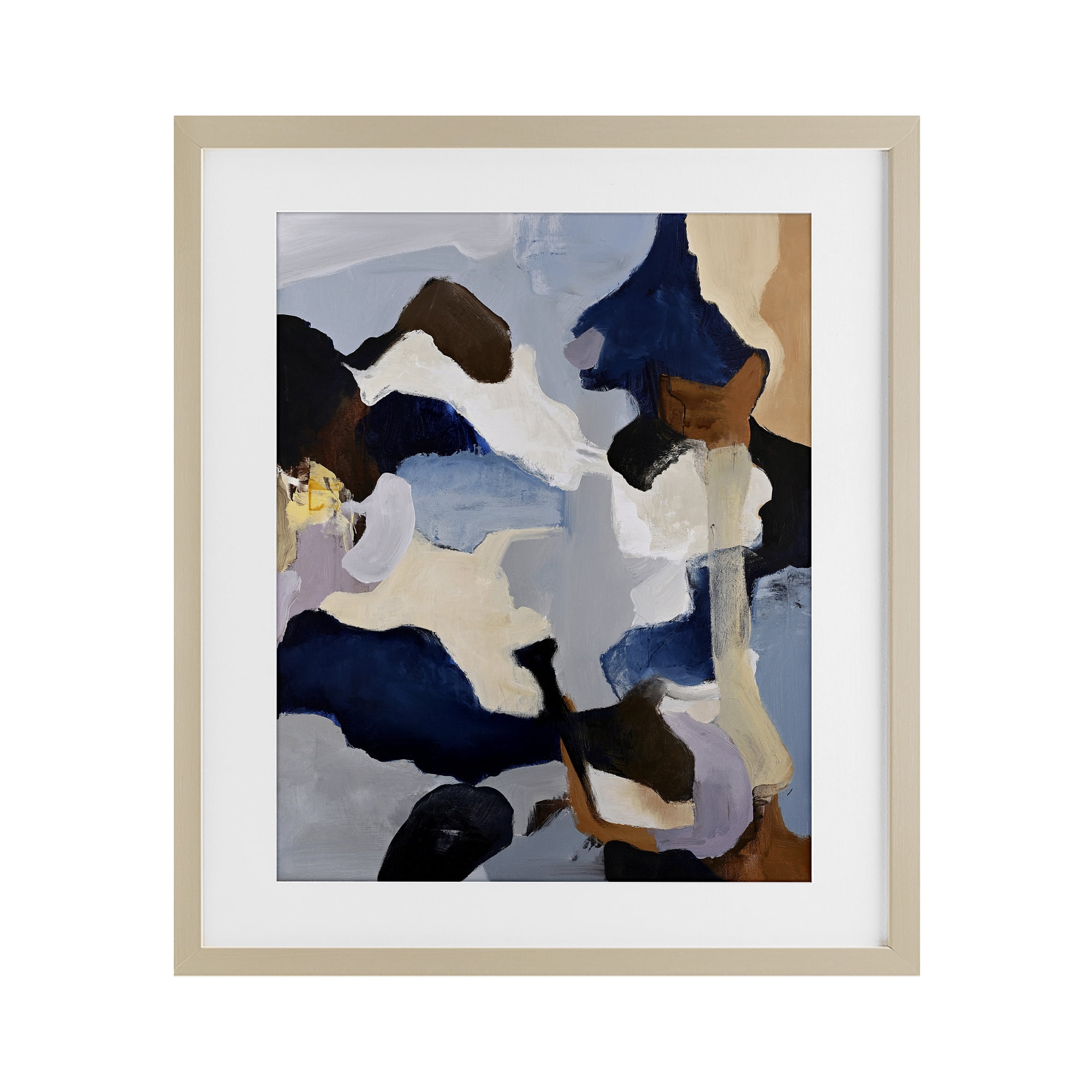 Cool Tones Composition Birch Framed Print Under Glass, design by Design Fabrikken