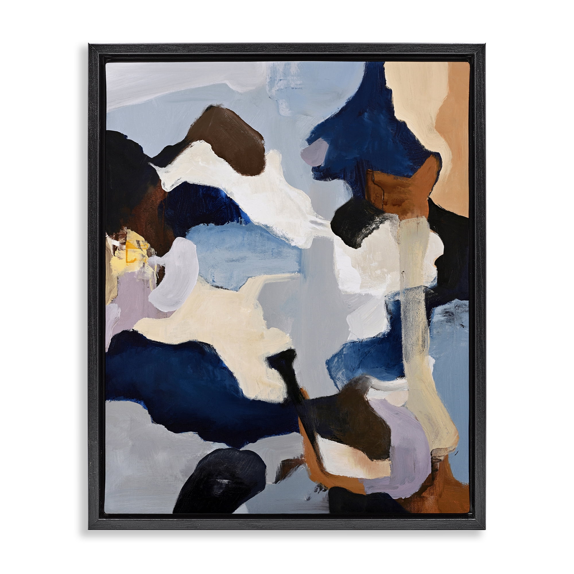 Cool Tones Composition Black Framed Floater Canvas Wall Art, design by Design Fabrikken