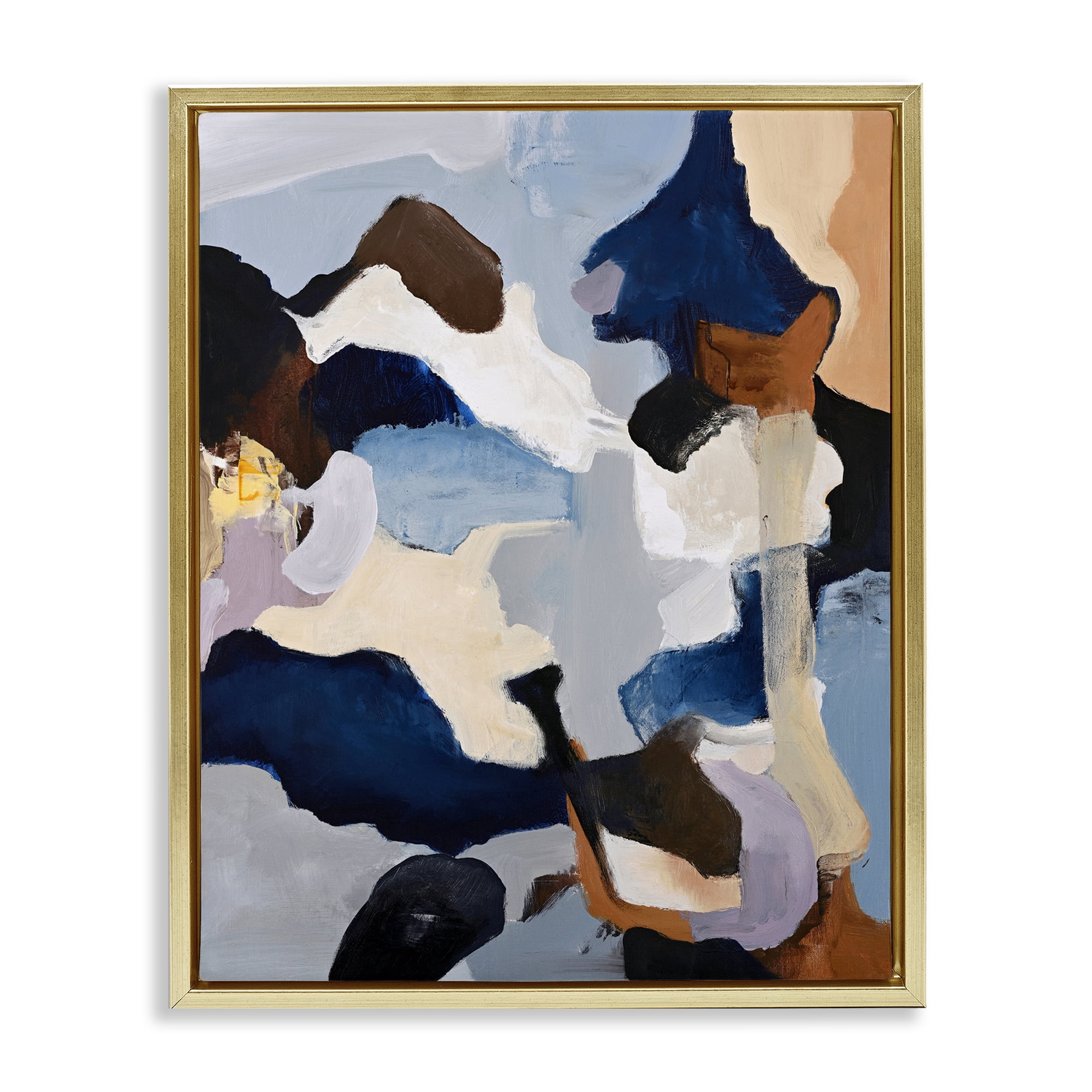 Cool Tones Composition Gold Framed Floater Canvas Wall Art, design by Design Fabrikken