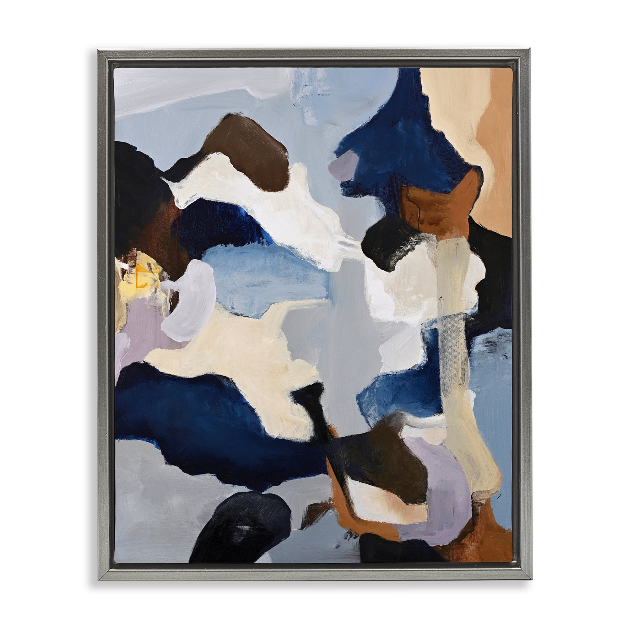 Cool Tones Composition Gray Framed Floater Canvas Wall Art, design by Design Fabrikken