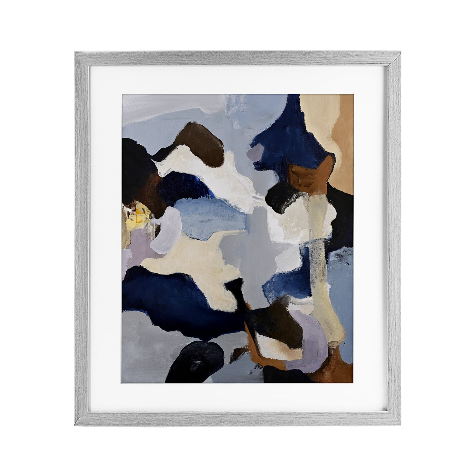 Cool Tones Composition Gray Framed Print Under Glass, design by Design Fabrikken