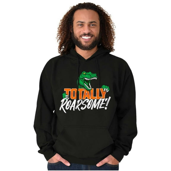 Cool Totally Roarsome Dinosaur Pun Hoodie Sweatshirt Women Men Brisco Brands S
