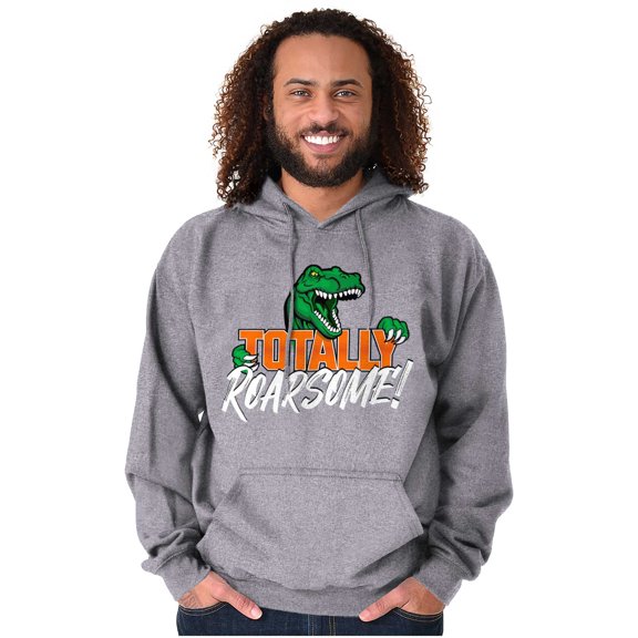 Cool Totally Roarsome Dinosaur Pun Unisex Plus Fleece Graphic Hoodie Brisco Brands 4X