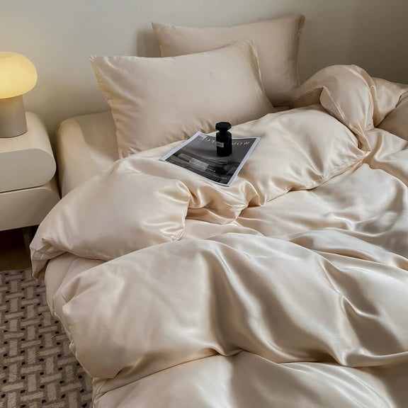 Cool Touch Ice Silk Bedding Set - Luxurious 3 or 4 Piece Collection for Hot Sleepers