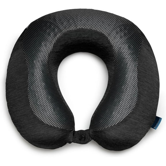 Cool Touch Memory Foam Head and Neck Travel Pillow for Vacations, Airplanes, Trains, Buses, and Cars, Black