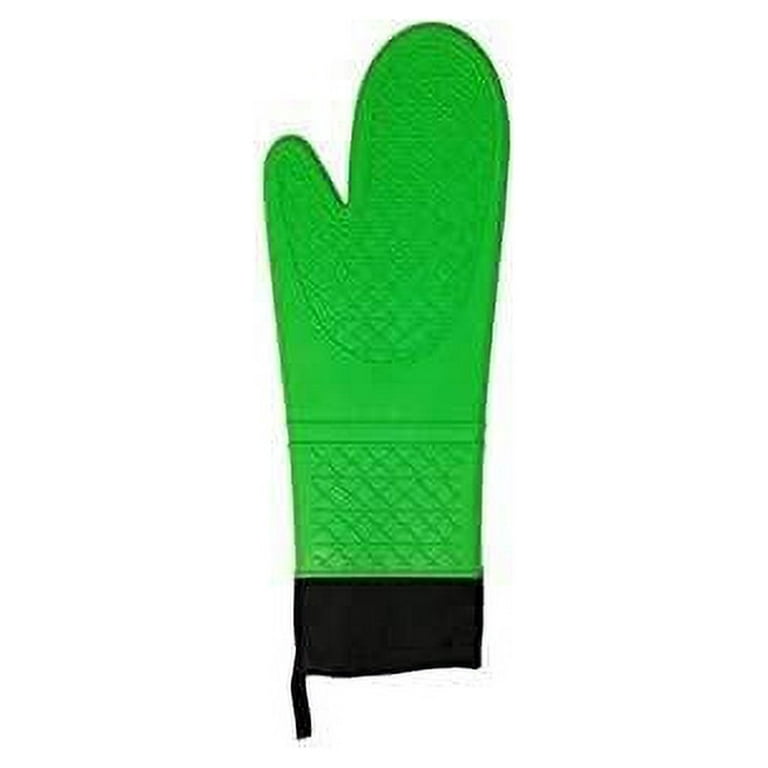 Cool Touch Non-Slip Silicone Oven Mitts  Green, Made with Waterproof, Heat  Resistant Silicone, Quilted Cotton Lining, Extra Long 12.5, Includes One  Pair (Two Gloves) 